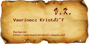 Vavrinecz Kristóf névjegykártya