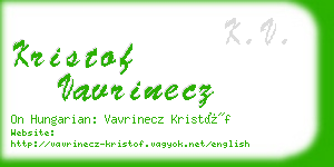kristof vavrinecz business card